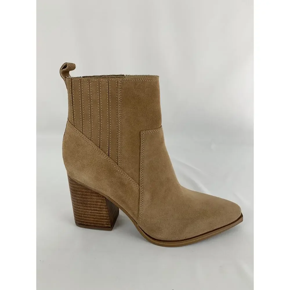 Marc Fisher Marela Boot Womens Size 8M Dark Natural Brown Tan Suede Ankle New